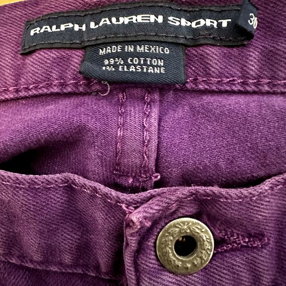 Ralph Lauren Sport Slim Straight Leg Jeans Embroidered 5 Pockets Purple 30x32 - Picture 3 of 5